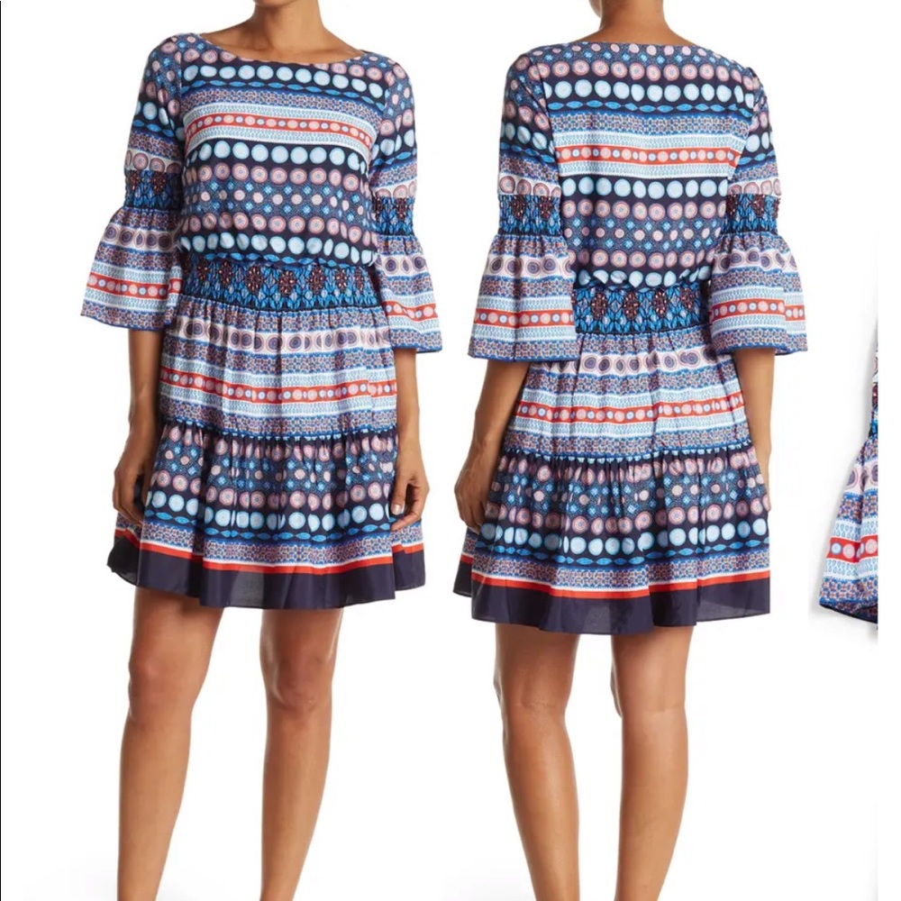 Eliza J fit & flare dress with bell sleeves size 14